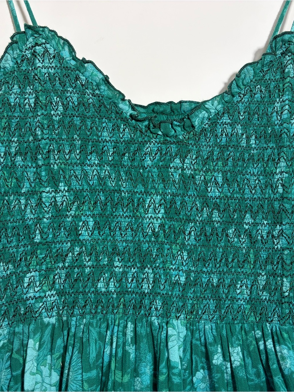 Free People Sweet Nothings Midi Dress L Forest Green Floral Cottagecore - Picture 8 of 9